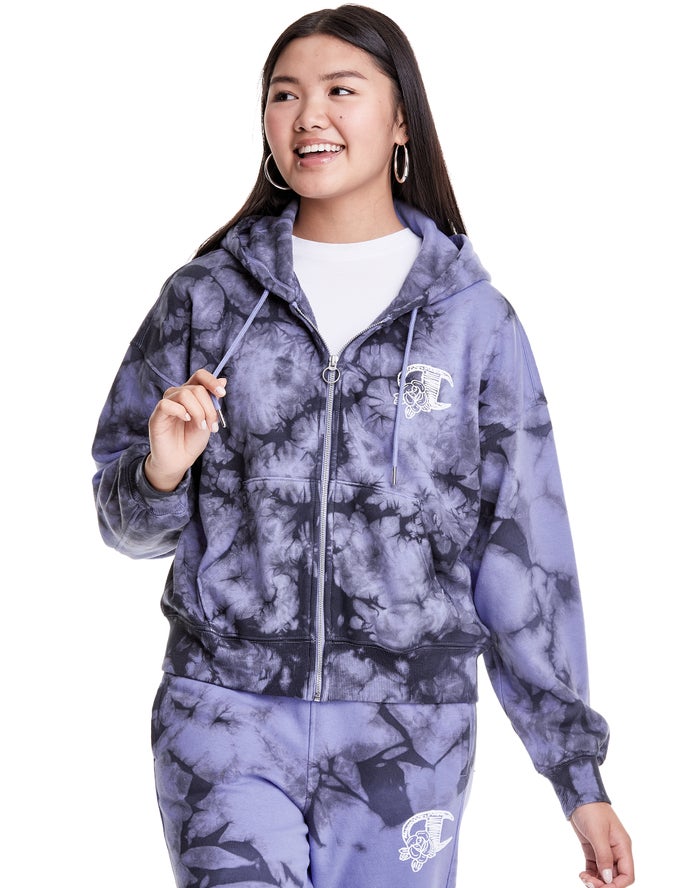 Champion Galaxy Dye Full Zip Boxy C Flower Logo Hoodie Dames - Paars - Belgie 9784CJKRP